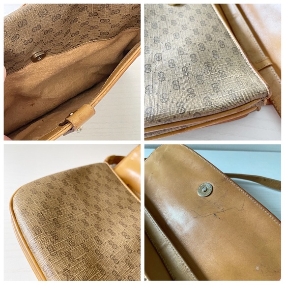 Gucci beige Guccissima monogram canvas and leather shoulder bag vintage - Picture 8 of 11